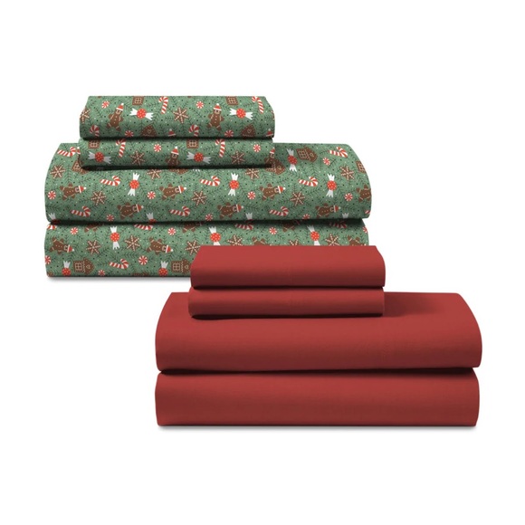 2 SETS XMAS SHEETS Two-Pack NEW Easy Living Holiday Microfiber Sheet Set - Picture 11 of 17